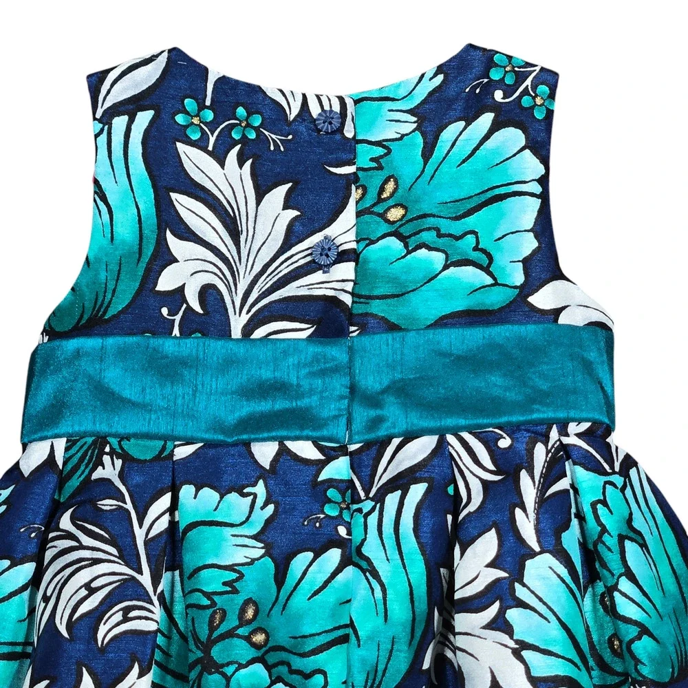 Gymboree Dress Toddler Girls‎ 2T Dressed Up Teal Blue Floral Fancy Photos Party